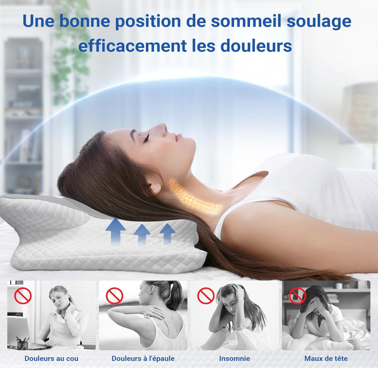 Oreiller Cervical Ergonomique en Mousse à Mémoire de Forme