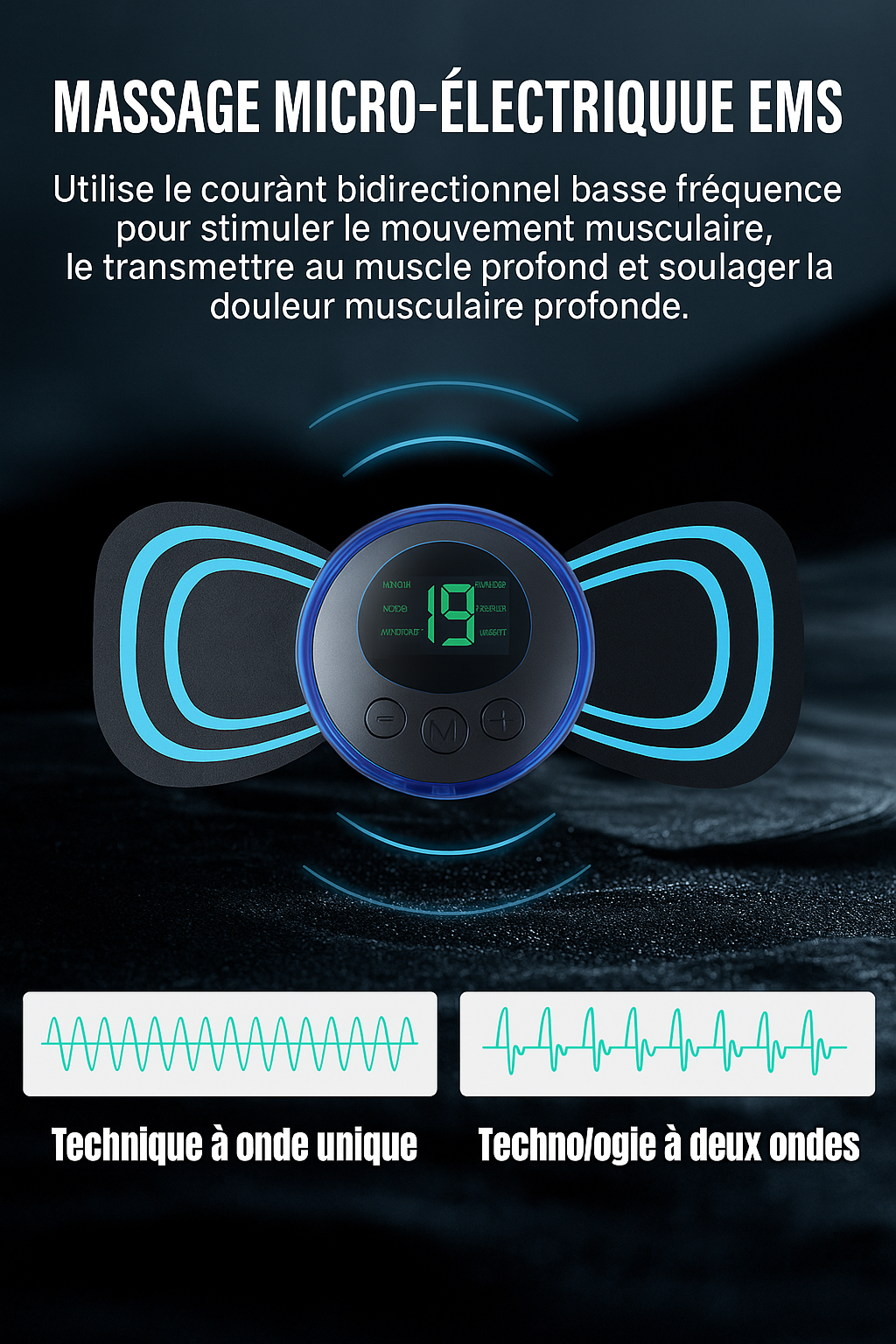 Mini Stimulateur Musculaire EMS avec 8 Modes et 19 Niveaux
