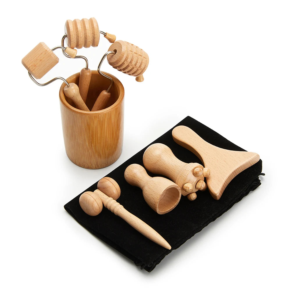 Set de Massage Facial en Bois
