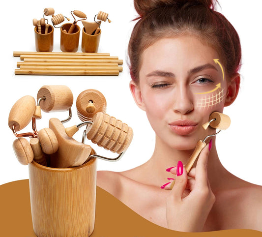 Set de Massage Facial en Bois