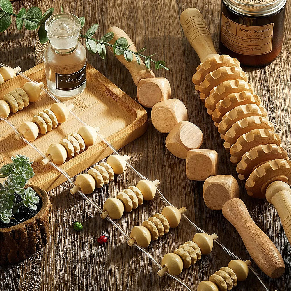Ensemble de 6 Outils de Massage en Bois